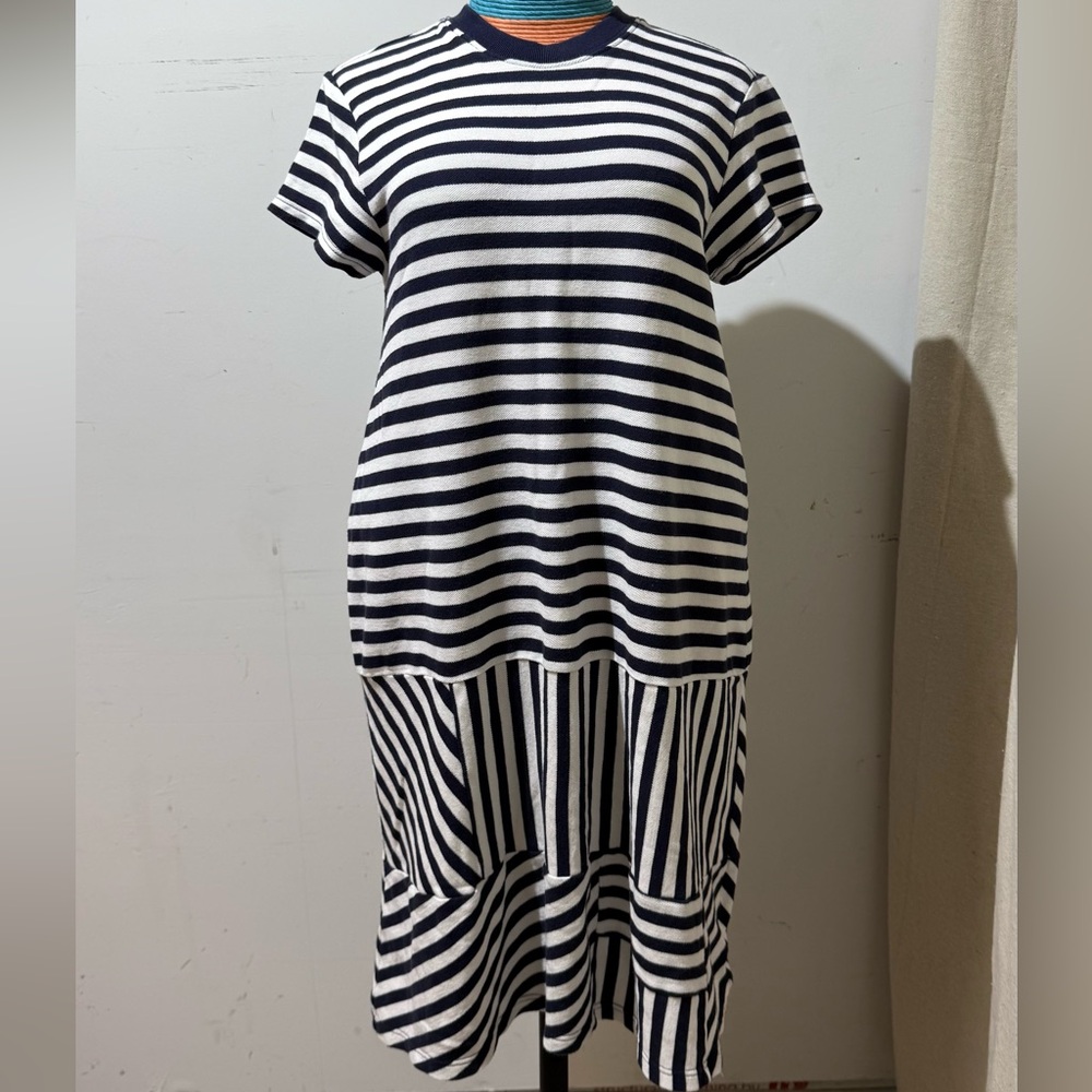 ATM Anthony Thomas Melillo Black and White Striped Midi Dress